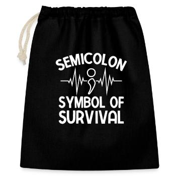 Semi Colon Symbol Of Survival Semicolon - Gift Bag 40 x 50 cm - black - Front