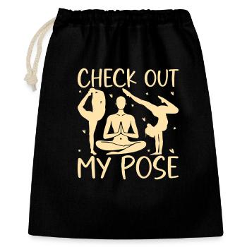 Yoga Check Out My Pose Funny Yoga - Geschenkbeutel aus Baumwolle (40 x 50 cm) - Schwarz - Vorne
