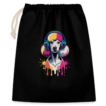Caniche avec un casque - Sac cadeau 40 x 50 cm - noir - Devant