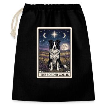 Carte de tarot Border Collie - Sac cadeau 40 x 50 cm - noir - Devant