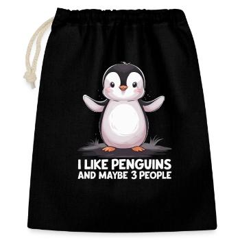 Lustiger Pinguin Spruchdruck - Geschenkbeutel aus Baumwolle (40 x 50 cm) - Schwarz - Vorne