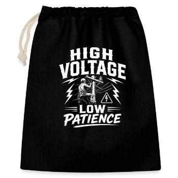 Lineman Papa Strom Leitung Arbeit Motiv - Geschenkbeutel aus Baumwolle (40 x 50 cm) - Schwarz - Vorne