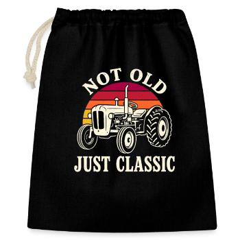 Not Old Just Classic Traktor - Geschenkbeutel aus Baumwolle (40 x 50 cm) - Schwarz - Vorne