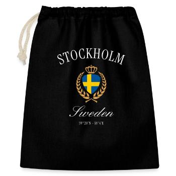 Stockholm Schweden Wappen Krone – Reise Design - Geschenkbeutel aus Baumwolle (40 x 50 cm) - Schwarz - Vorne