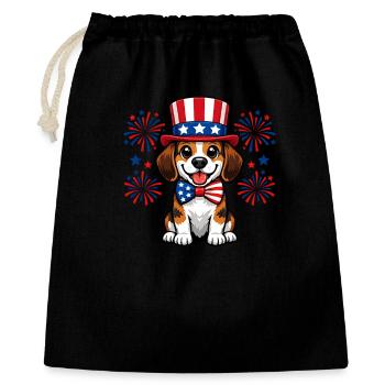 Beagle Patriot Süßer Hund Independence Day USA - Geschenkbeutel aus Baumwolle (40 x 50 cm) - Schwarz - Vorne