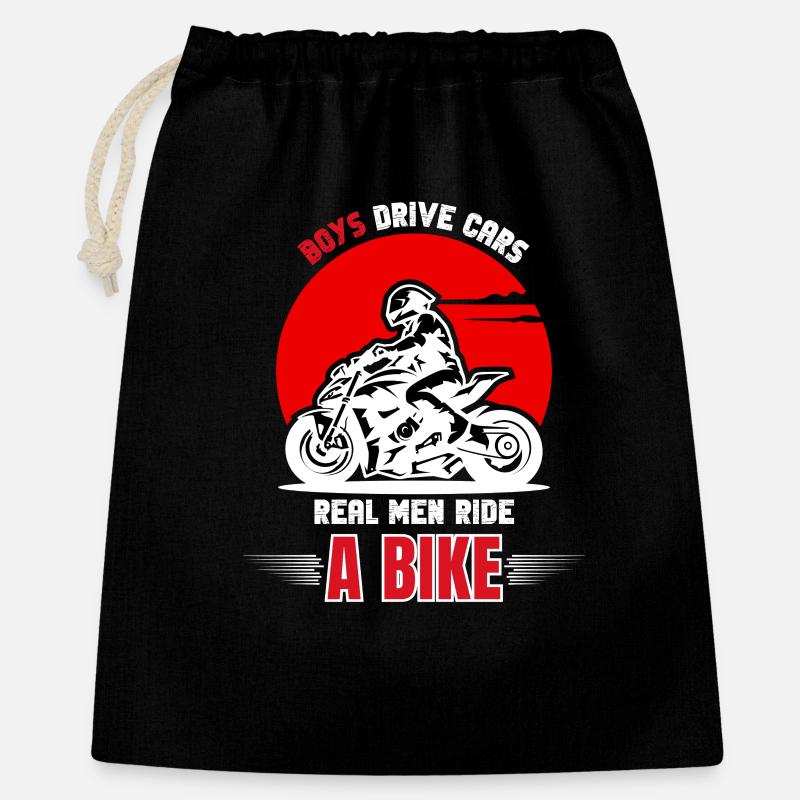 Echte Männer fahren Fahrrad - Geschenkbeutel aus Baumwolle (40 x 50 cm) - Schwarz
