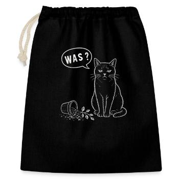 Katze Was Blumentopf Humor Shirt - Geschenkbeutel aus Baumwolle (40 x 50 cm) - Schwarz - Vorne