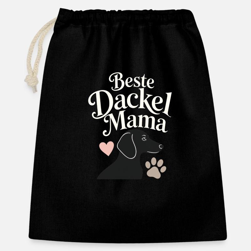 Beste Dackel Mama Dachshund Mom Gift for Dog Lover - Geschenkbeutel aus Baumwolle (40 x 50 cm) - Schwarz