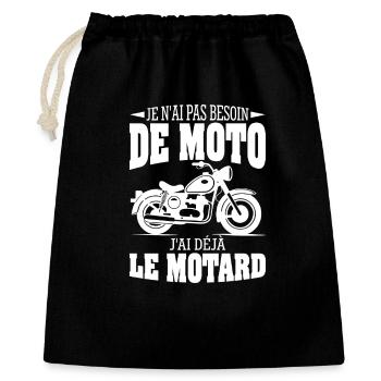 Moto Motard Cadeau Humour Personnalisé - Sac cadeau 40 x 50 cm - noir - Devant