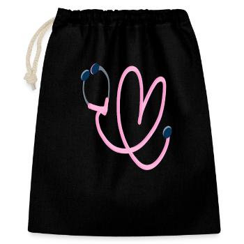 Pink Heart Stethoscope - Gift Bag 40 x 50 cm - black - Front