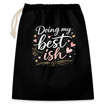 Je fais de mon mieux : un peu drôle en disant Hearts Design - Sac cadeau 40 x 50 cm - noir - Devant
