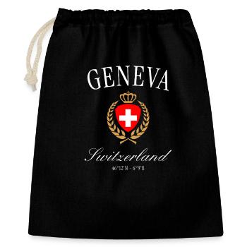 Genf Schweiz Wappen Krone – Reise Souvenir - Geschenkbeutel aus Baumwolle (40 x 50 cm) - Schwarz - Vorne