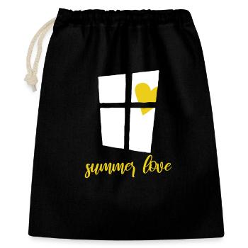Fenster mit Herz Sonne - Summer love - Geschenkbeutel aus Baumwolle (40 x 50 cm) - Schwarz - Vorne
