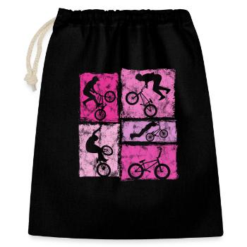 BMX Bike Stunts Im Retro-Stil Für Frauen Mädchen - Geschenkbeutel aus Baumwolle (40 x 50 cm) - Schwarz - Vorne