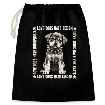 Chemise Love Dogs Hate Fascism - Sac cadeau 40 x 50 cm - noir - Devant