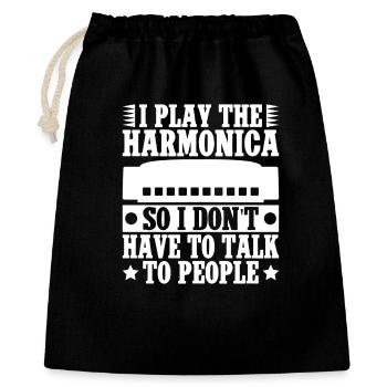 Musicien d’harmonica que je joue Ne parle pas harmonica - Sac cadeau 40 x 50 cm - noir - Devant