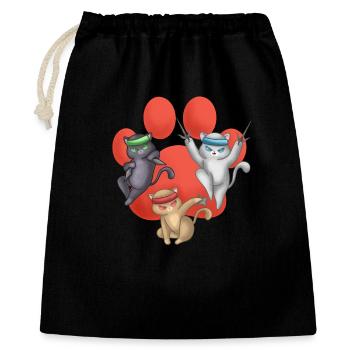 Cadeau des chatons shinobi d’anime japonais Ninja Cats - Sac cadeau 40 x 50 cm - noir - Devant