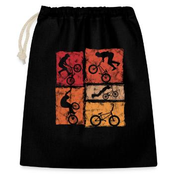 BMX Biker Stunts Im Retro-Stil - Geschenkbeutel aus Baumwolle (40 x 50 cm) - Schwarz - Vorne