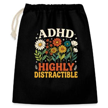 TDAH : neurodiversité florale très distrayante - Sac cadeau 40 x 50 cm - noir - Devant