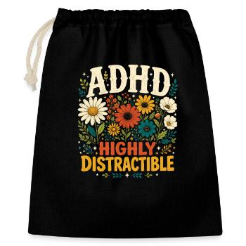 TDAH : neurodiversité florale très distrayante - Sac cadeau 40 x 50 cm - noir - Devant
