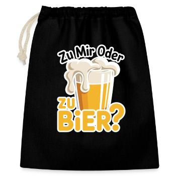 Bier Zu Mir Oder Zu Bier Flirt Single Party Malle - Geschenkbeutel aus Baumwolle (40 x 50 cm) - Schwarz - Vorne
