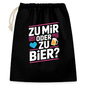 Bier Zu Mir Oder Zu Bier Flirt Single Party Malle - Geschenkbeutel aus Baumwolle (40 x 50 cm) - Schwarz - Vorne