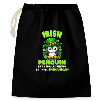 Irischer Trick-Pinguin - Geschenkbeutel aus Baumwolle (40 x 50 cm) - Schwarz - Vorne