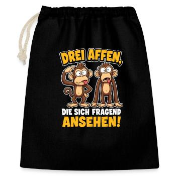 Drei Affen Blickkontakt Komik - Geschenkbeutel aus Baumwolle (40 x 50 cm) - Schwarz - Vorne