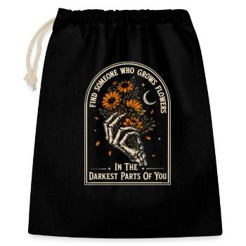 Squelette Fleurs Gothique | Citation Dark Academia - Sac cadeau 40 x 50 cm - noir - Devant