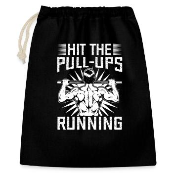 Gym Junkies Hit The Pull-Ups Running Calisthenics - Geschenkbeutel aus Baumwolle (40 x 50 cm) - Schwarz - Vorne