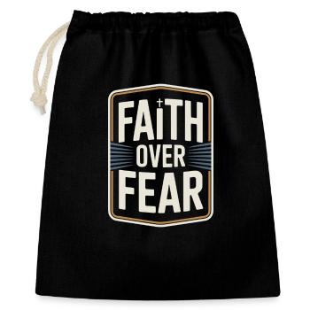 Glaube Faith Over Fear Jesus Gott Bibelvers Kirche - Geschenkbeutel aus Baumwolle (40 x 50 cm) - Schwarz - Vorne