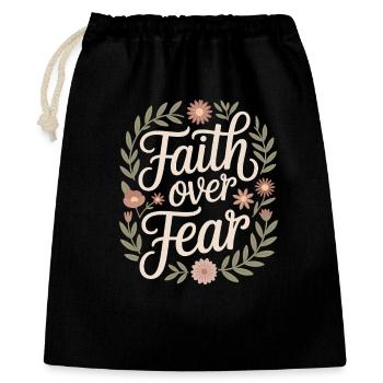 Glaube Faith Over Fear Jesus Gott Bibelvers Kirche - Geschenkbeutel aus Baumwolle (40 x 50 cm) - Schwarz - Vorne