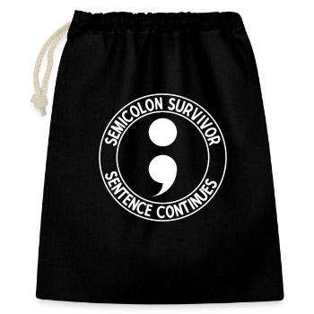 Semi Colon Survivor Sentence Semicolon - Gift Bag 40 x 50 cm - black - Front