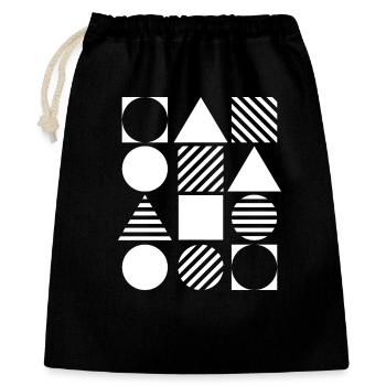 Geometrisches Gitter in Schwarz-Weiß - Geschenkbeutel aus Baumwolle (40 x 50 cm) - Schwarz - Vorne