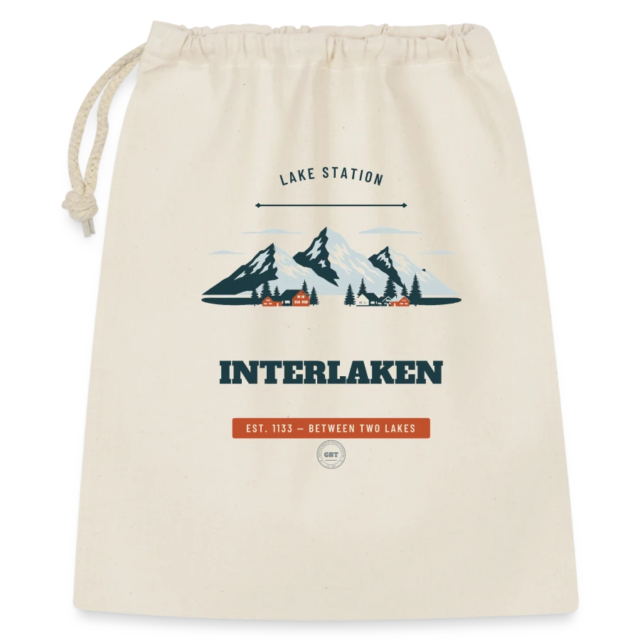 Interlaken badge on a gift bag 40 x 50 cm, nature