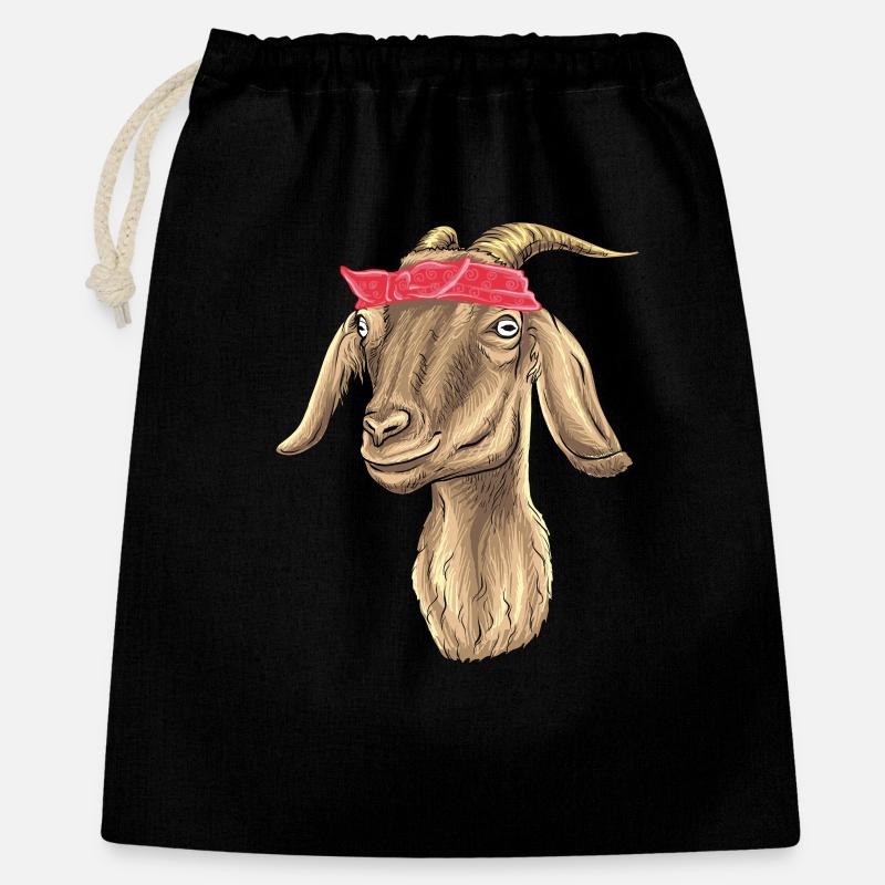 Ziege mit Bandana - Geschenkbeutel aus Baumwolle (40 x 50 cm) - Schwarz