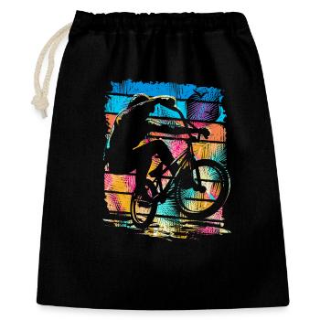 Vintage Bmx Fahrrad - Retro Bmx Rad Farbenfroh - Geschenkbeutel aus Baumwolle (40 x 50 cm) - Schwarz - Vorne