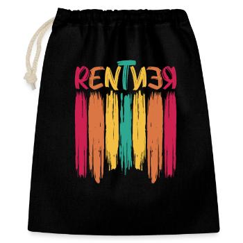 Rentner - Geschenkbeutel aus Baumwolle (40 x 50 cm) - Schwarz - Vorne