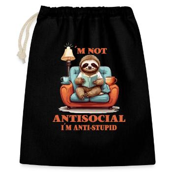 Clever sloth with book - Gift Bag 40 x 50 cm - black - Front
