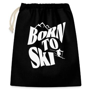 Wintersport - Born to SKI - Geschenkbeutel aus Baumwolle (40 x 50 cm) - Schwarz - Vorne