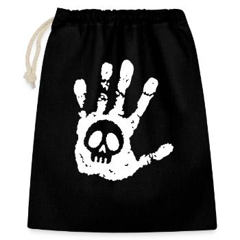 Totenkopf und weißer Fußabdruck - Geschenkbeutel aus Baumwolle (40 x 50 cm) - Schwarz - Vorne