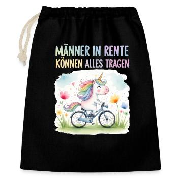 Rentner Einhorn Lustiger Spruch Rente Ruhestand - Geschenkbeutel aus Baumwolle (40 x 50 cm) - Schwarz - Vorne