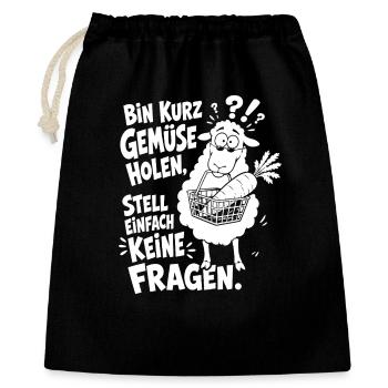 Verwirrtes Schaf trägt den Einkaufskorb - Geschenkbeutel aus Baumwolle (40 x 50 cm) - Schwarz - Vorne