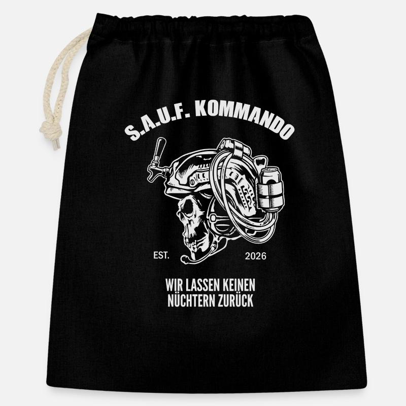 Sauf Kommando | Tactical Beer Skull - Geschenkbeutel aus Baumwolle (40 x 50 cm) - Schwarz