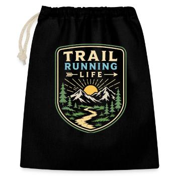 Trailrunning-Leben - Geschenkbeutel aus Baumwolle (40 x 50 cm) - Schwarz - Vorne