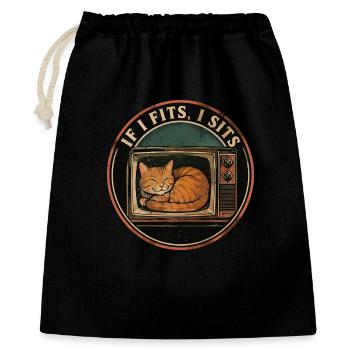 Chat Mignon Rétro TV If I Fits I Sits - Gift Bag 40 x 50 cm - black - Front