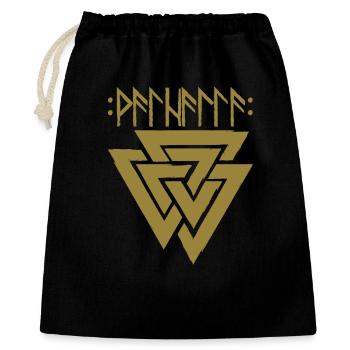 Valhalla in Runen mit Valknut, Symbol von Odin - Geschenkbeutel aus Baumwolle (40 x 50 cm) - Schwarz - Vorne