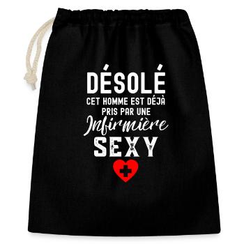 Cet homme est déjà pris par une infirmière sexy - Sac cadeau 40 x 50 cm - noir - Devant