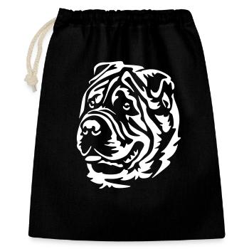 Shar-Pei Kopf "Black Edition" - Geschenkbeutel aus Baumwolle (40 x 50 cm) - Schwarz - Vorne