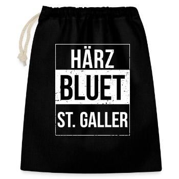 Härzbluet St. Galler St.Gallen - Geschenkbeutel aus Baumwolle (40 x 50 cm) - Schwarz - Vorne